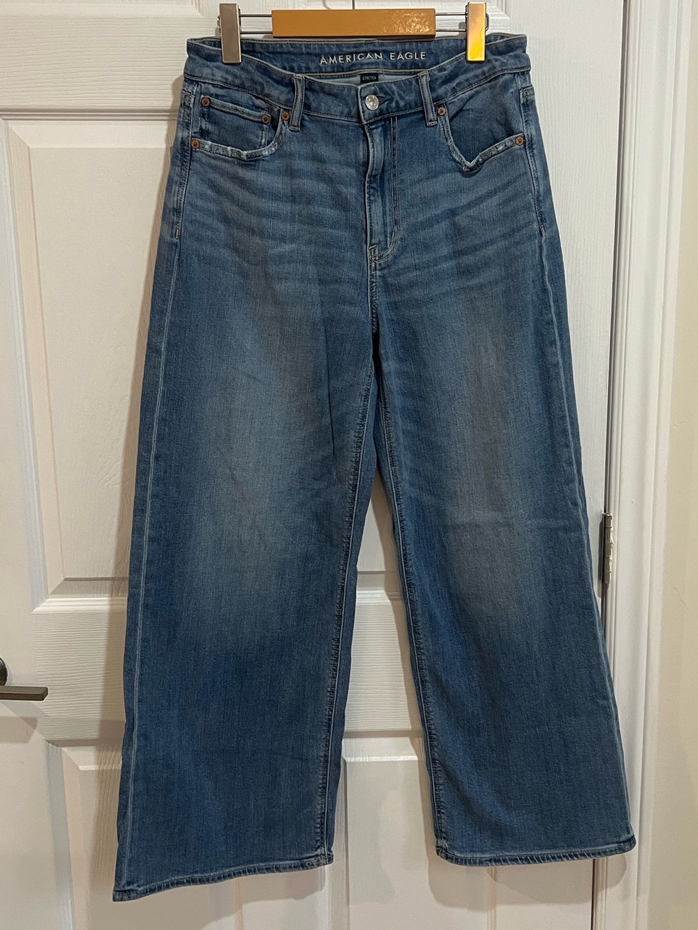 American Eagle Outfitters Wide Leg Jeans Size 6 High Rise Blue Lyocell